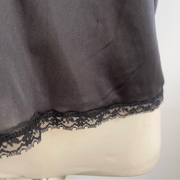 Vintage 1980s Black Satin Lace Sequin Beaded Adjustable Straps Camisole Medium - Picture 5 of 6